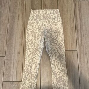 Lulu Lemon crop. Snow leopard print. Size 0. My daughter outgrew them.